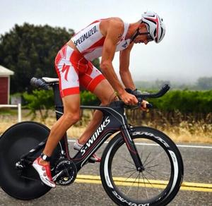 Bevan Docherty in action on the cycle. 