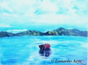 'George' (the Dinghy) in the Sounds, by Leon Aarts
