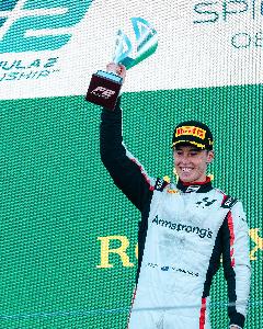 Elated: Marcus Armstrong wins at his favourite circuit