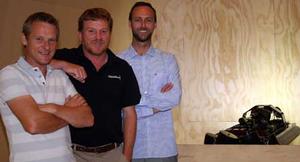 CleanFlow co-founders Geoff Logan and Trevor Logan and product manager Phil Anderson at the opening of their new research and development facility in Albany.