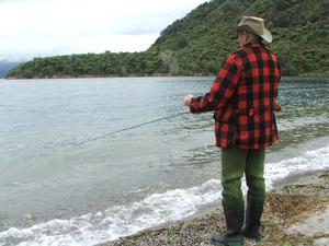 Joe Fleet of Rotorua tries his luck at Tarawera. Photo Mark Sherburn