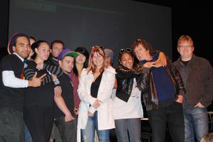 Pat Pattison (second from right) with Dave Bishop (far right) and Bay of Plenty Polytechnic Music Production & Performance students