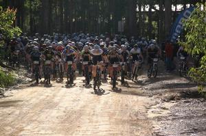 Race start of the 300-rider strong field at Ourimbah.