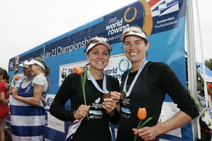 Julia Edward and Alyce Pulford who took bronze and the silver medal winning women's eight