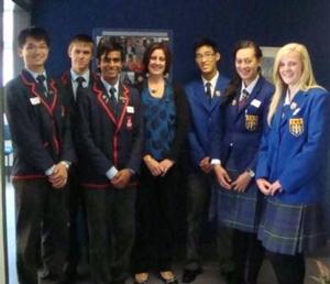 Katrina Shanks MP with Head Students from Tawa College