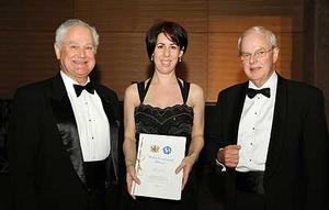 Massey University Manager of Professional Programmes Frank Sharp with award recipient Tahlia Fisher and Manager of Aviation Safety Dr Ritchie de Montalk