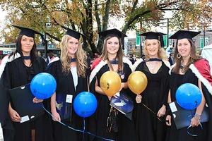 Bachelor of Veterinary Technology graduates Julie Morris, Patrice Palleson,  Rachel Munn, Emily-Kate Kemp and Peta Rossiter.