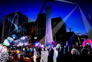 LUXCITY will be constructed for one night transforming Gloucester Street, a recently opened section of the red zone, in Christchurch.