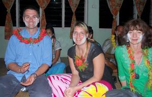 Nicholas Rowe with teacher/choreographers Sachiko Miller and Carol Brown on Koro Island, Fiji, 2011, presenting the flexible delivery of the Postgraduate Diploma in Creative and Performing Arts. 
