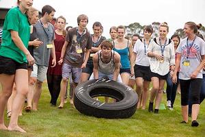 First year students participate in team building exercises during Let's Get Going at the Manawatu campus.   