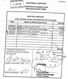 Mr Heatley's expenses claim for $70 in Christchurch last year was incorrect
