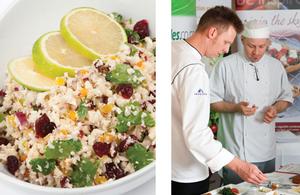 The Great New Zealand Vegetable Dish - From left to right: Sarah Stoney's winning recipe Cauliflower rice and lime confetti salad | Chefs Mark Wylie & Jeremy Schmid 