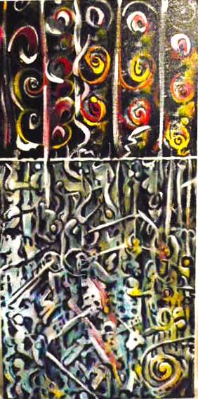 'Above and Below' acrylics on canvas by Leon Aarts (collection)