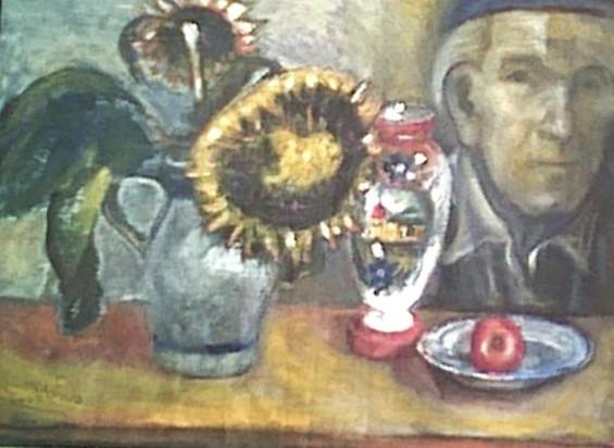 Nardus van de Ven (self portrait with flowers)