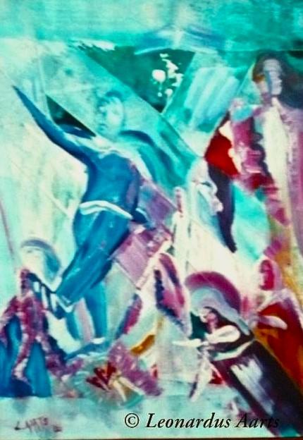 'Kick for Touch', acrylics on artist paper by Leon Aarts