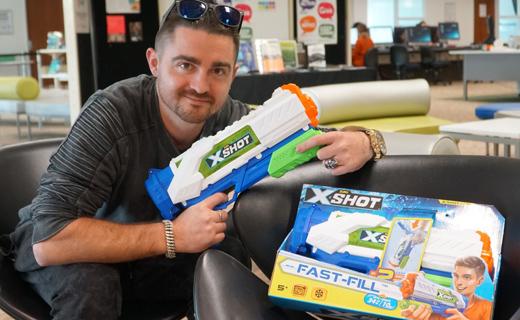 Andrew Parker with his fast filling water gun