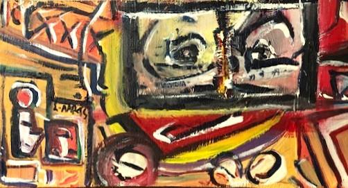 'Told you so' by Leon Aarts c.2010 acrylics on board 400mm x 200mm approx. (for sale)
