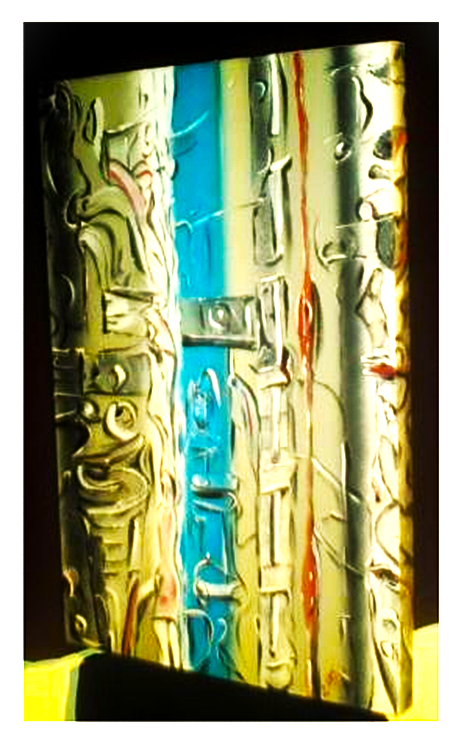 'Channel One', acrylics on canvas by Leon Aarts 