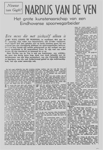 Nardus van de Ven ' The new Van Gogh ' My Grandfather Leonardus van de Ven (1894-1957) news clipping from 1950's