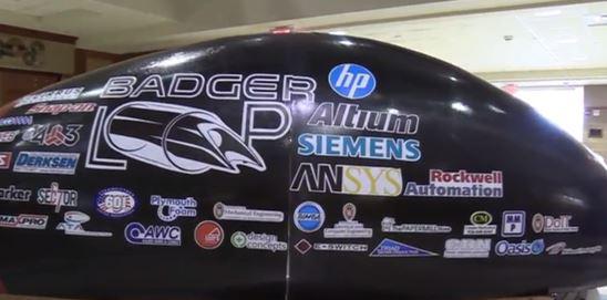 Badger Loop prototype adorned with sponsor stickers including Oasis Engineerings'
