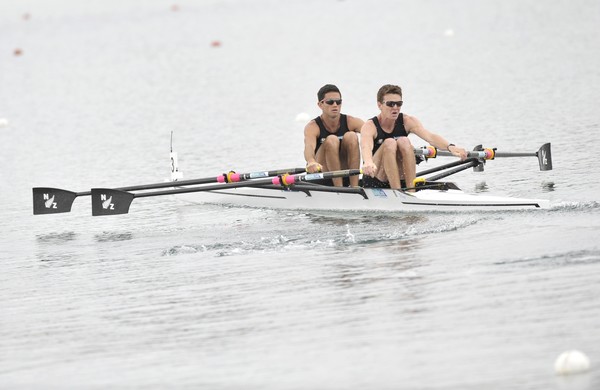 Dominant winners in the lightweight double scull, Peter Taylor (right) and Storm Uru