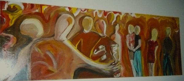 'The Party' acrylics on board, by Leon Aarts