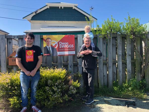 Campaign team members Jack Dillon and Evan Smith - with Evan's grandaughter Brooke.