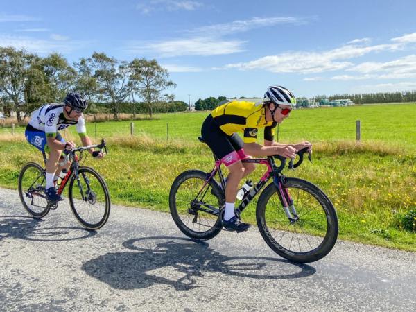 Southlanders Matt Zenovich and Fraser Hewett in last month's Vital Signs Fight for Yellow two day tour that included racing over the route that will be used for the opening round of Calder Stewart Cycling Series near Wyndham, eastern Southland, on Sunday