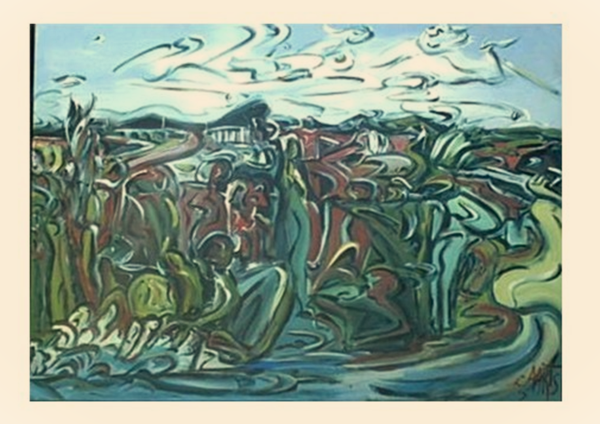 'Aotearoa - Land of the Long White Cloud' 2007, by Leon Aarts (3.5m x 2.5m approx.) Acrylics on hardboard, for sale, for a BIG wall.