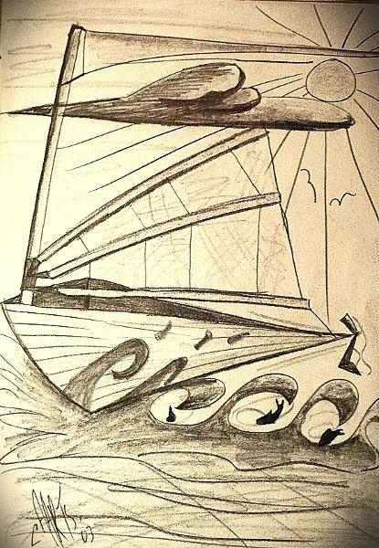 Boat. by leon aarts.  pencil on paper
