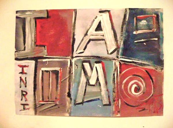 'I AM on paper' by Leon Aarts. Acrylics on paper. 