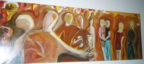 'The Party' acrylics on board, by Leon Aarts