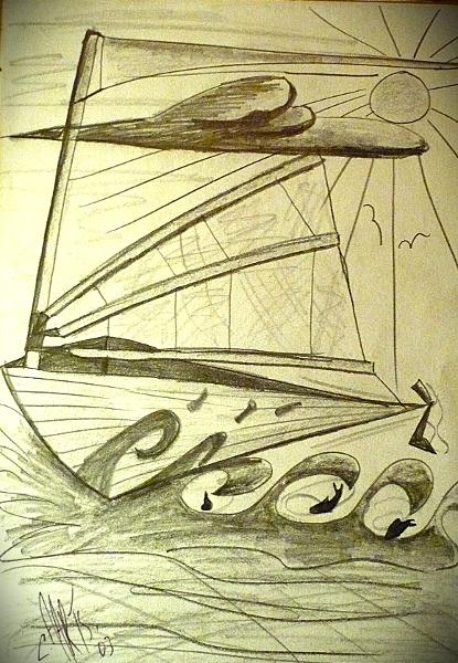'Boat' by Leon Aarts. Pencil on paper