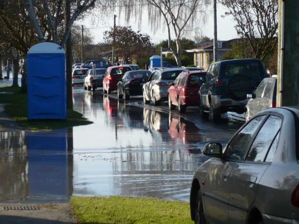 Our Avondale street post ChCh Quake - the road was immersed in water after every major aftershock due to liquefaction.The portaloos were always 'over flowing'.Dig a shithole in your backyard, with water 1" under soil, ah nah.