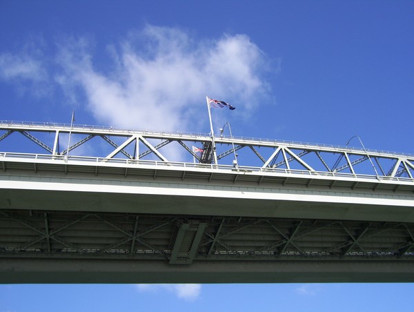 The New Zealand Flag on Auckland harbour bridge