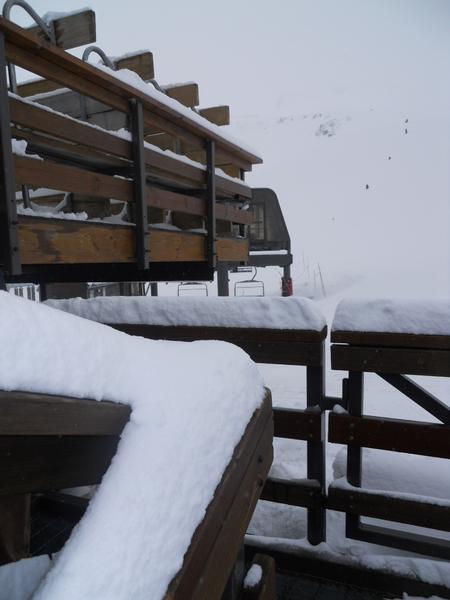 Snow piles up around the Mt Hutt ski area base building