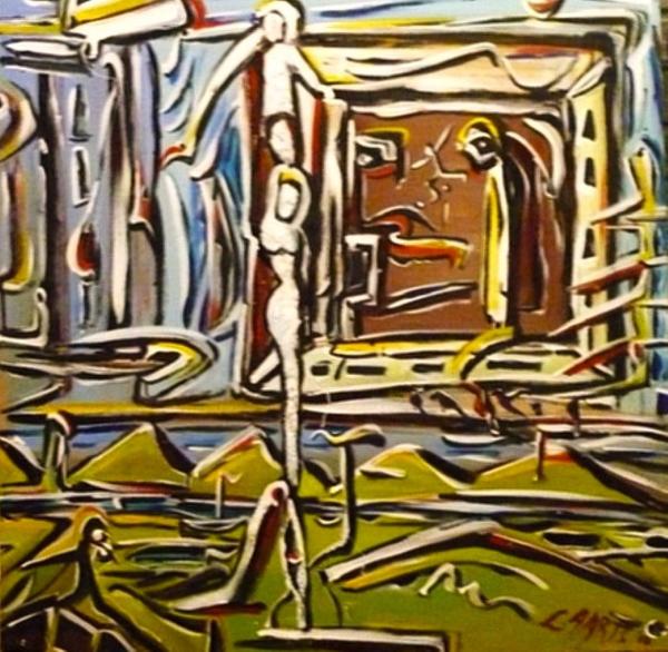 Stepping Out by Leon Aarts acrylics on panel. (for sale)