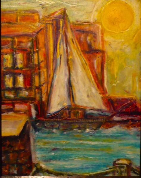 'Sailing Boat' in pastels, by Leon Aarts