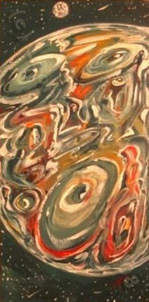 'Mother Earth', acrylics on canvas by Leon Aarts (sold)