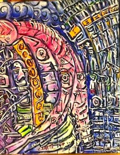 'Whatdoesitmean II', acrylics on canvas, 800mm x 1110mm, by Leon Aarts, 2015