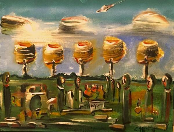 'IcyET' by Leon Aarts, 2018. Acrylics on canvas board. For Sale. 