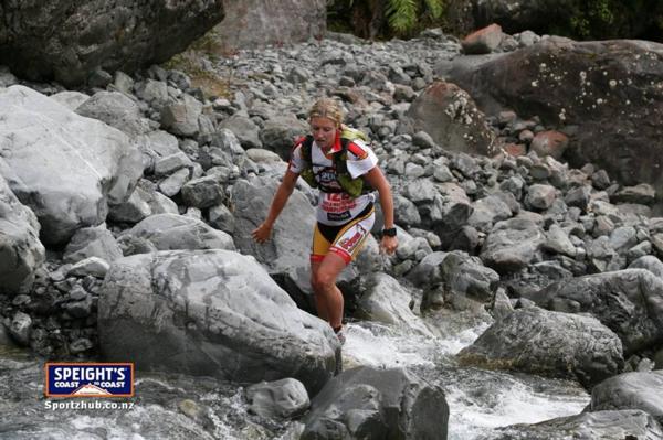 Jess Simson on her way to winning last year's Speight's Coast to Coast. 