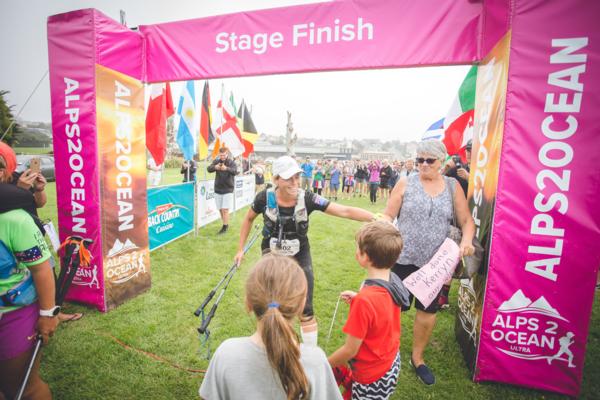 Queenstown ultra-runner Kerryn Bell - pictured finishing last years event - can't wait to race again in this year's Anchor Milk Otago Alps 2 Ocean Ultra after last year saw her injured while in the lead with two stages left.