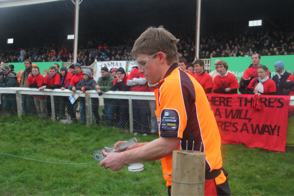 2011 Contest Champion Will Grayling completes a fencing challenge under the watchful eyes of thousands of supporters at the 2011 Grand Final.  