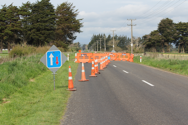 The chicanes that encourage the vehicles to use the State Highway.