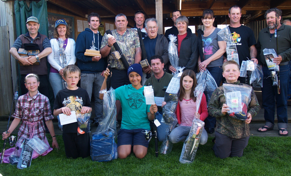 Some of the winners of the Lower Waikato Trout Fishing Contest.  