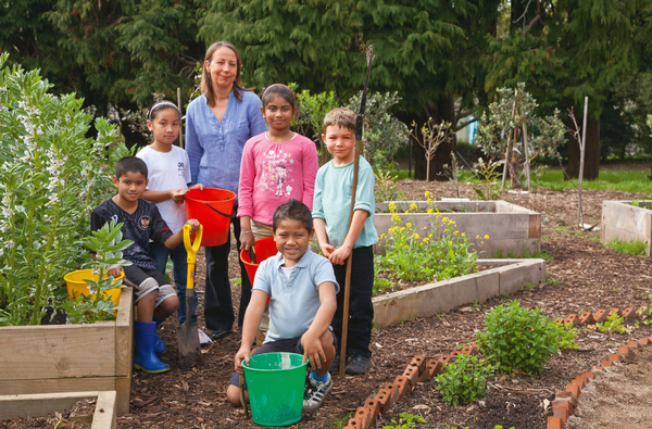 Principal Diana Tregoweth and some of the students. 