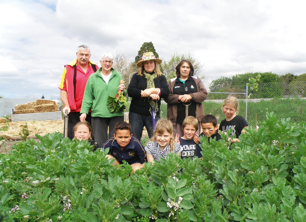 A group of volunteer gardeners in Kaiapoi.