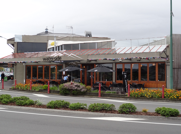 The Waterside Restaurant and Bar on the corner of the central business district overlooks the waters of Lake Taupo.