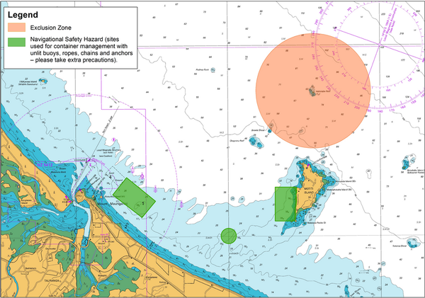 Map of the exclusion zone and coralling area